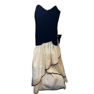 Vintage 80’s Darcey Velvet Strapless Evening Cocktail Dress Size 11-12 Black